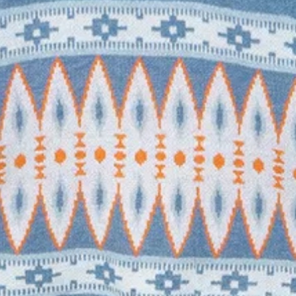 Cardigan Aztec Sweater ~ Long Sleeve Tribal Print Wool Knit Open Front in Blue - Picture 15 of 16